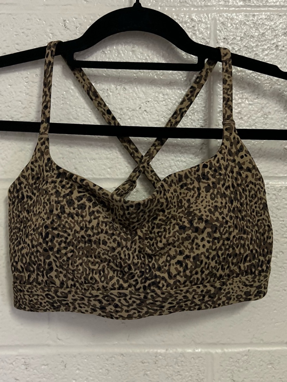 Leopard Print Crisscross Strap Bralette — Tan & Black